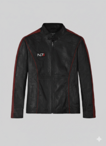 Elevate your style with the N7 Mass Effect Leather jacket. Made from real sheepskin with the iconic red stripe. Shop now at Chinkara Leathers!