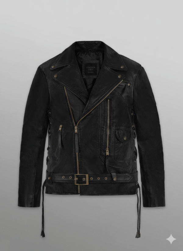 Terminator 2 Black Leather Jacket Arnold Schwarzenegger Style