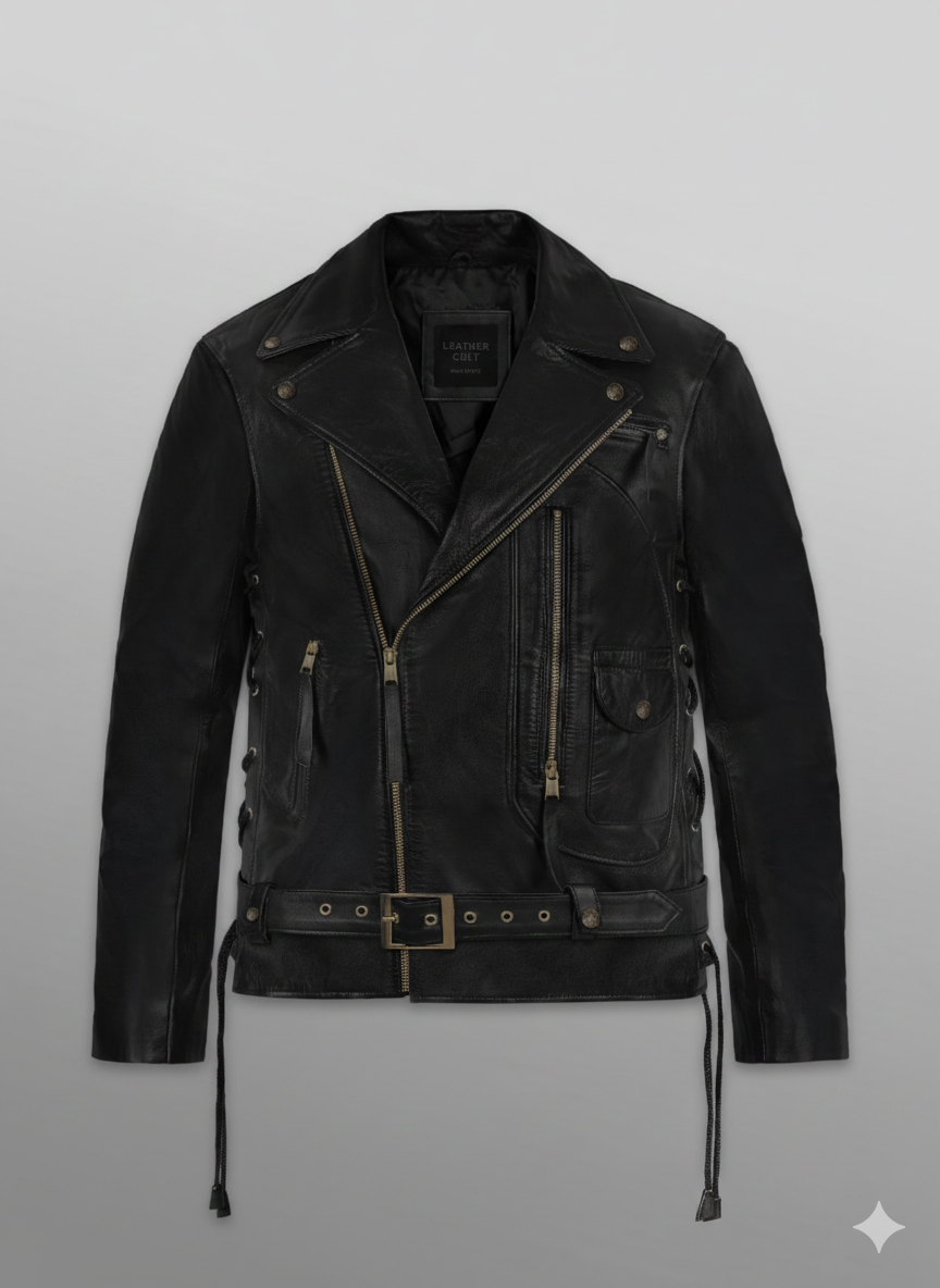 Terminator 2 Black Leather Jacket Arnold Schwarzenegger Style