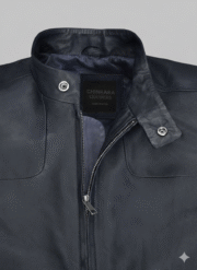 Navy Blue Leather Jacket Men Mission Impossible Fallout Style