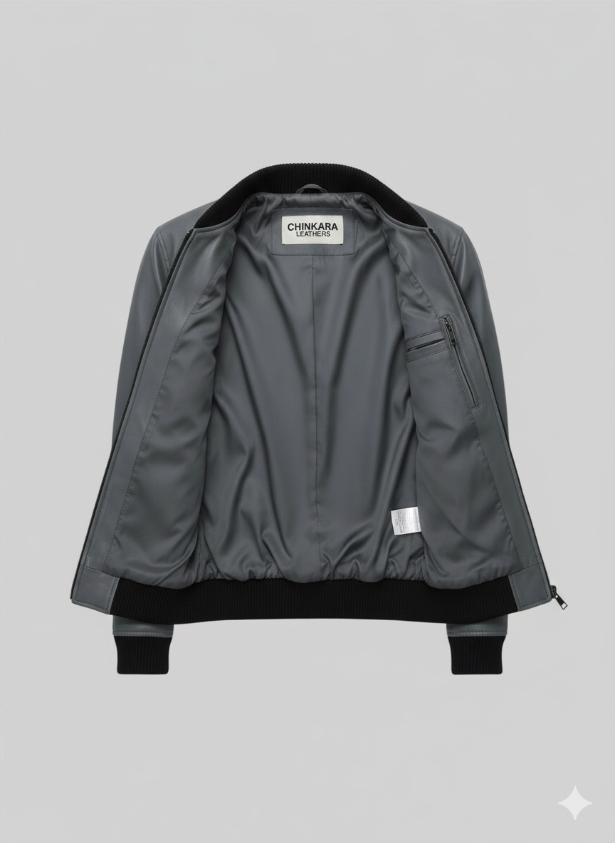 Tom Cruise Leather Jacket Premium Grey Bomber