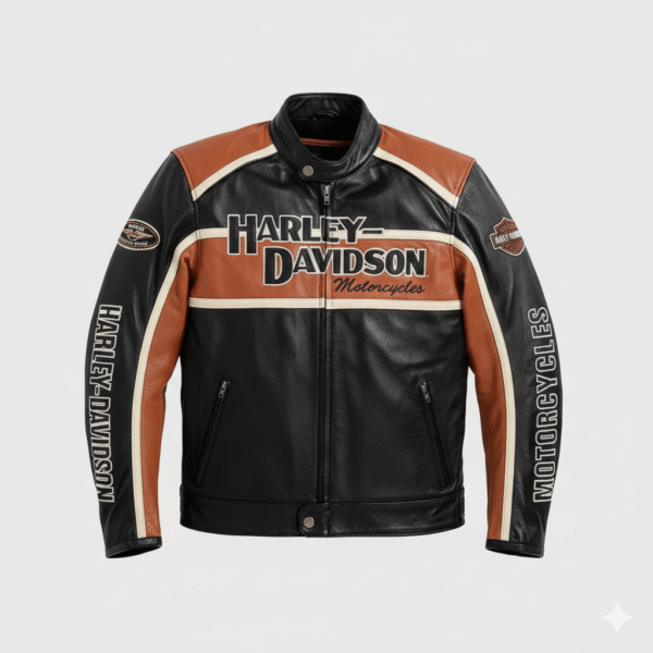 Harley Davidson Vintage Leather Biker Jacket for Men Riding Gear