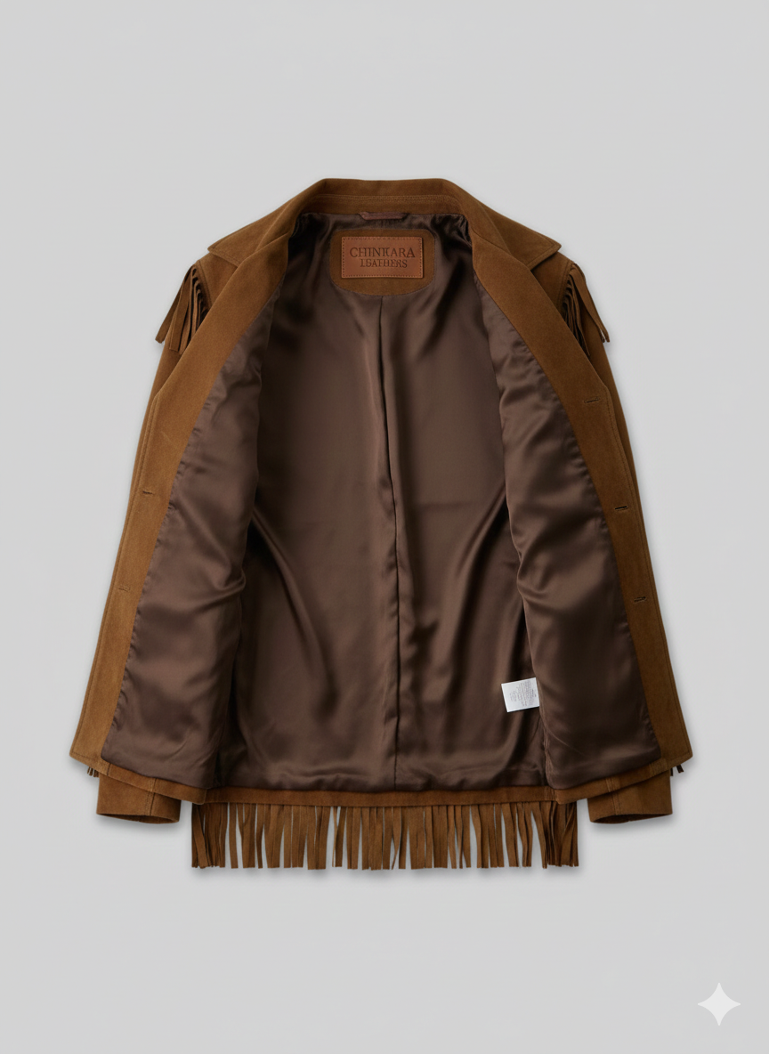 Midnight Cowboy Suede Fringe Jacket Men Brown Western