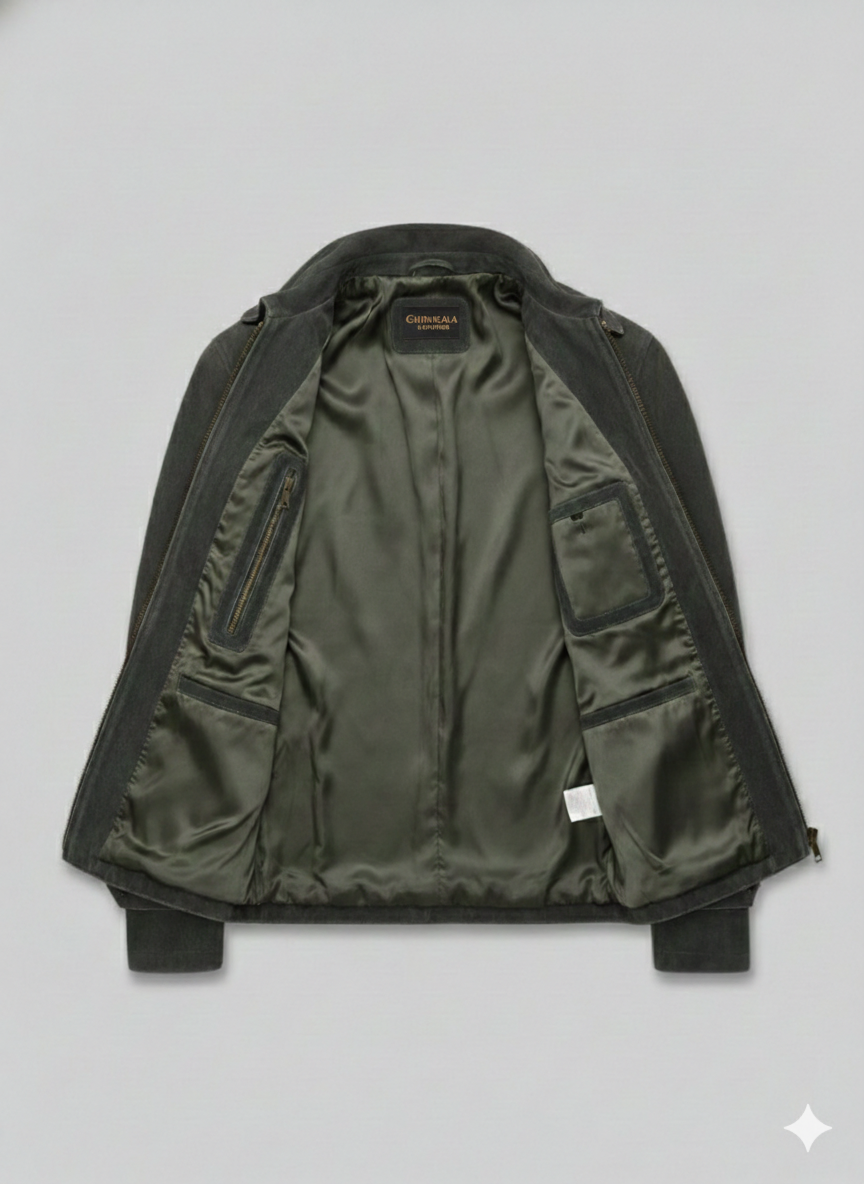 Skyfall Daniel Craig Olive Green Suede Jacket Chinkara Leathers