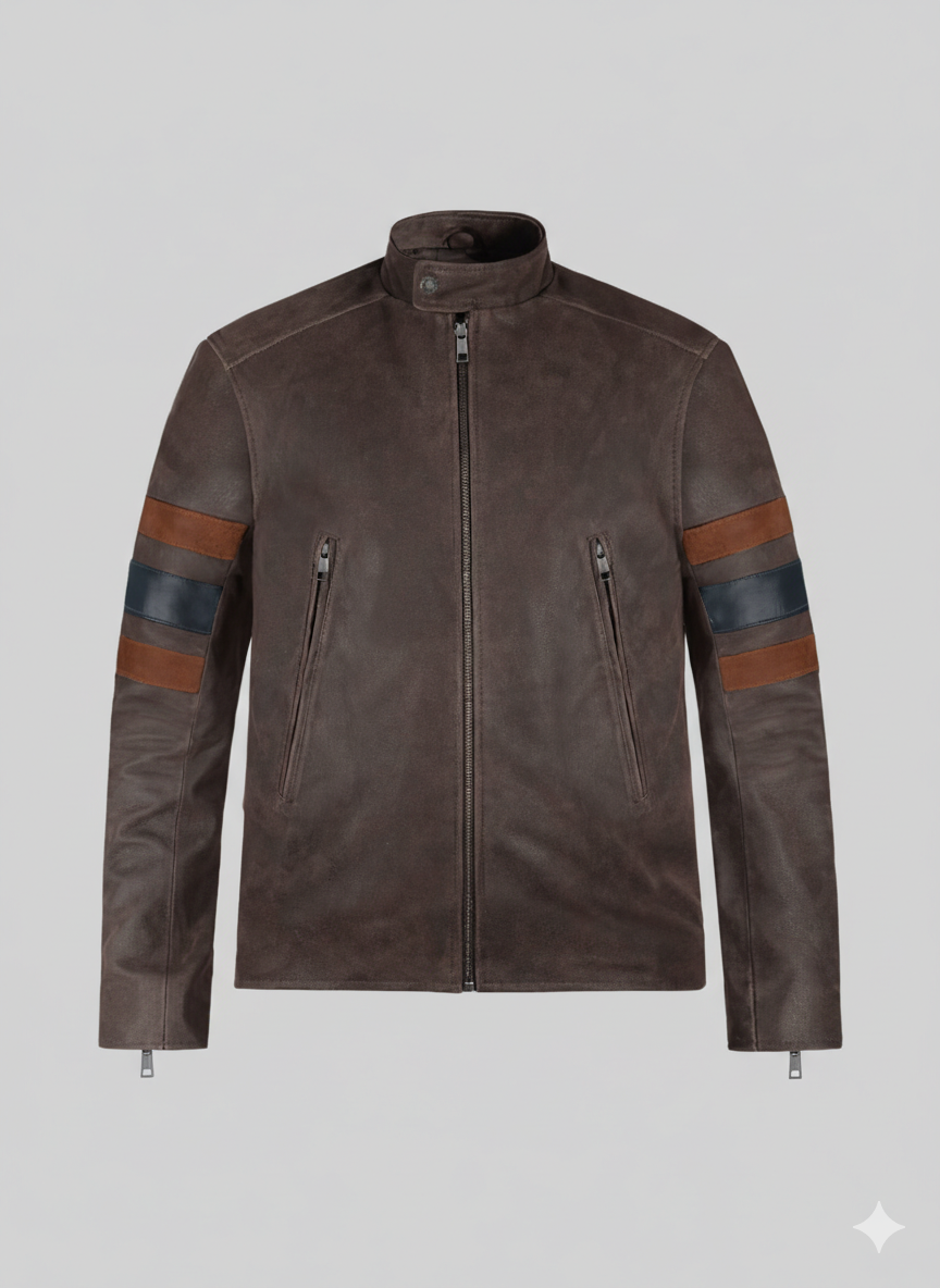 X-Men Wolverine Brown Suede Leather Jacket Biker Gear