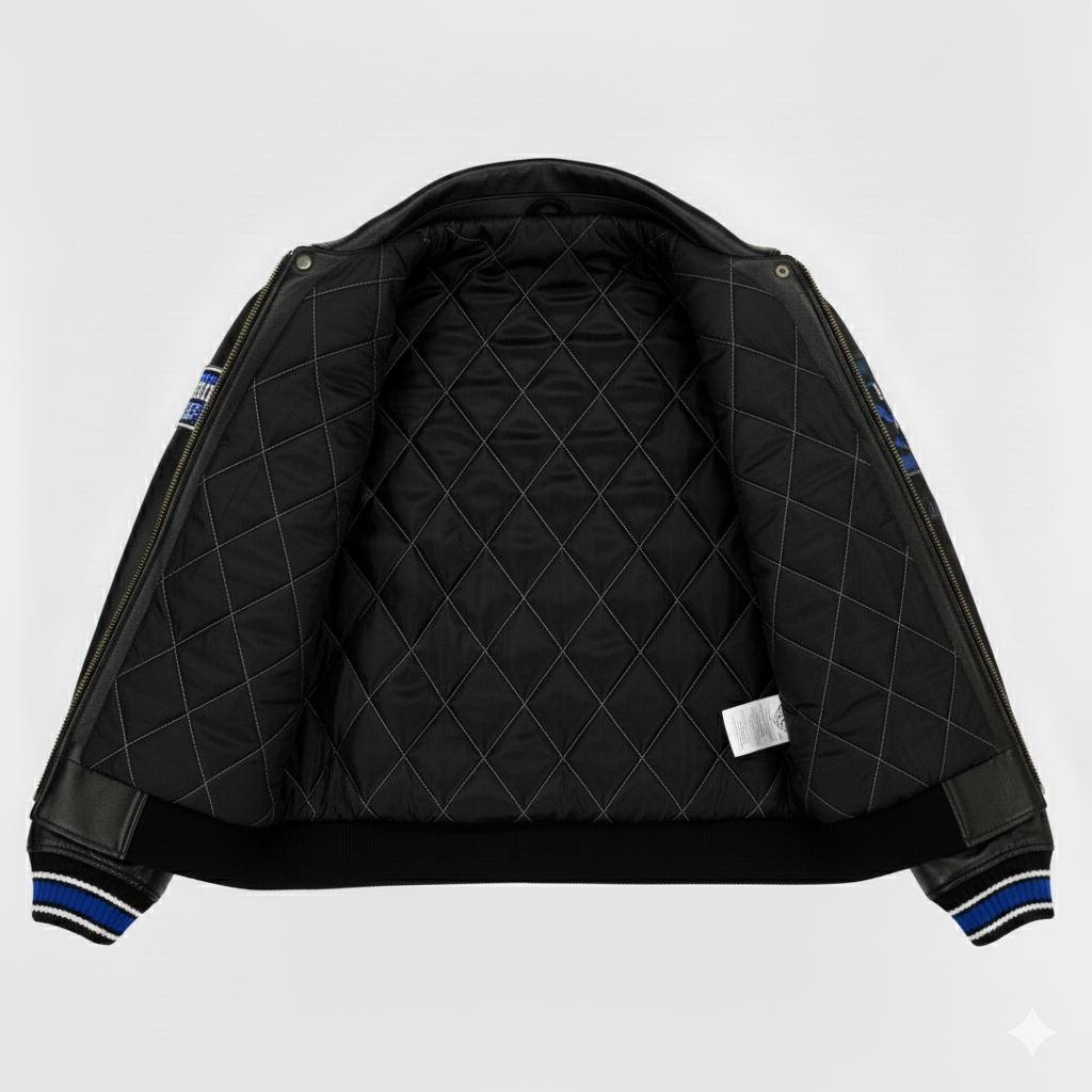 Avirex Leather Racing Jacket Black Spider Indoor Supercross Style