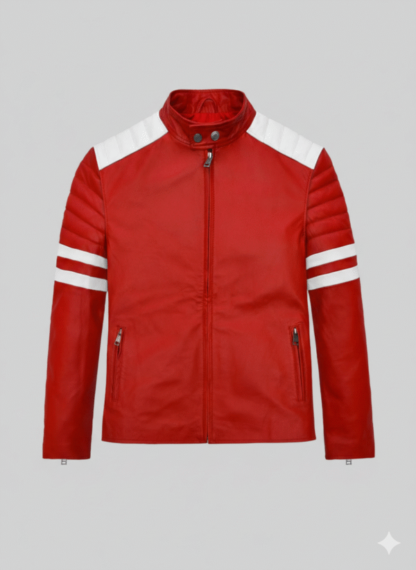 Fight Club Leather Jacket Tyler Durden Red Genuine Leather Biker