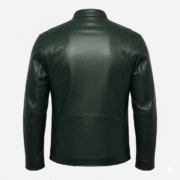 Men’s Slim Fit Dark Green Genuine Leather Bomber Jacket