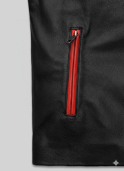 Men's Retro Leather Jacket with Red Stripes Chinkara Leathers