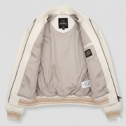 Avirex Leather Varsity Jacket White Premium Men Fashion Outfit