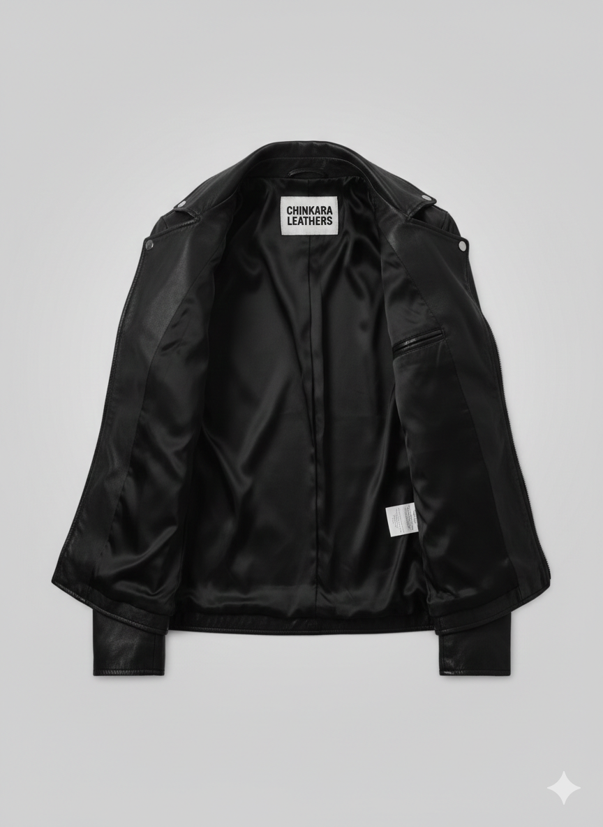 Fringe Leather Biker Jacket for Men with Premium Black Hide