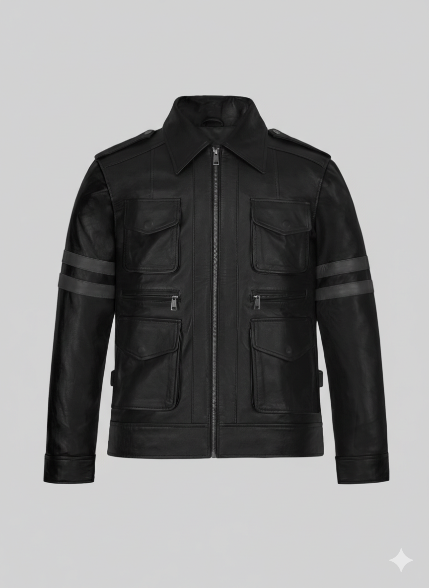 Leon Kennedy Resident Evil 6 Leather Jacket Premium Black Biker