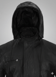 Ghost Protocol Leather Jacket Mens Slim Fit Black Hooded Biker