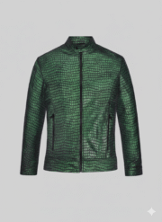 Green Croc Leather Jacket Premium Men’s Slim Fit Biker Style
