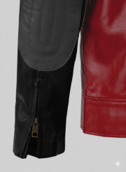 Akon Leather Jacket Men's Red Black Two Tone Biker Style