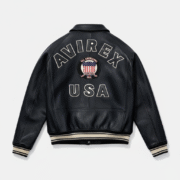 Avirex Leather Varsity Jacket Black Bomber American Heritage