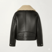 Black Aviator Shearling Leather Jacket by Chinkara Leathers