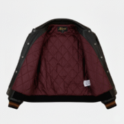 Avirex Leather Varsity Jacket Black Bomber Style Leather Coat