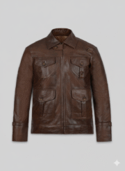 Expendables 2 Statham Jacket Men Brown Real Leather Field Coat