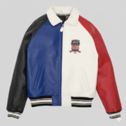 Avirex USA Leather Varsity Jacket Tri Color Retro Bomber Coat