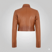 Cropped Brown Leather Jacket for Women Designer Outerwear