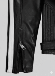 Robert Pattinson Leather Jacket Men Black Racer Style Chinkara