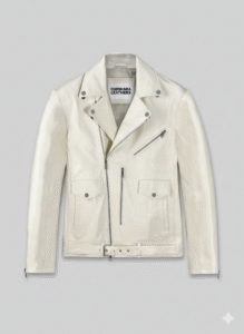 Nick Jonas White Leather Biker Jacket by Chinkara Leathers
