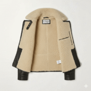 Black Aviator Shearling Leather Jacket by Chinkara Leathers