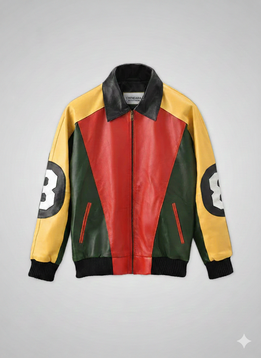 8 Ball Leather Jacket Patrick Warburton Multi Color Bomber