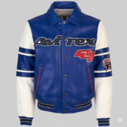 Avirex Blue Leather Varsity Jacket Premium Bomber Outerwear