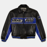 Avirex Leather Racing Jacket Black Spider Indoor Supercross Style