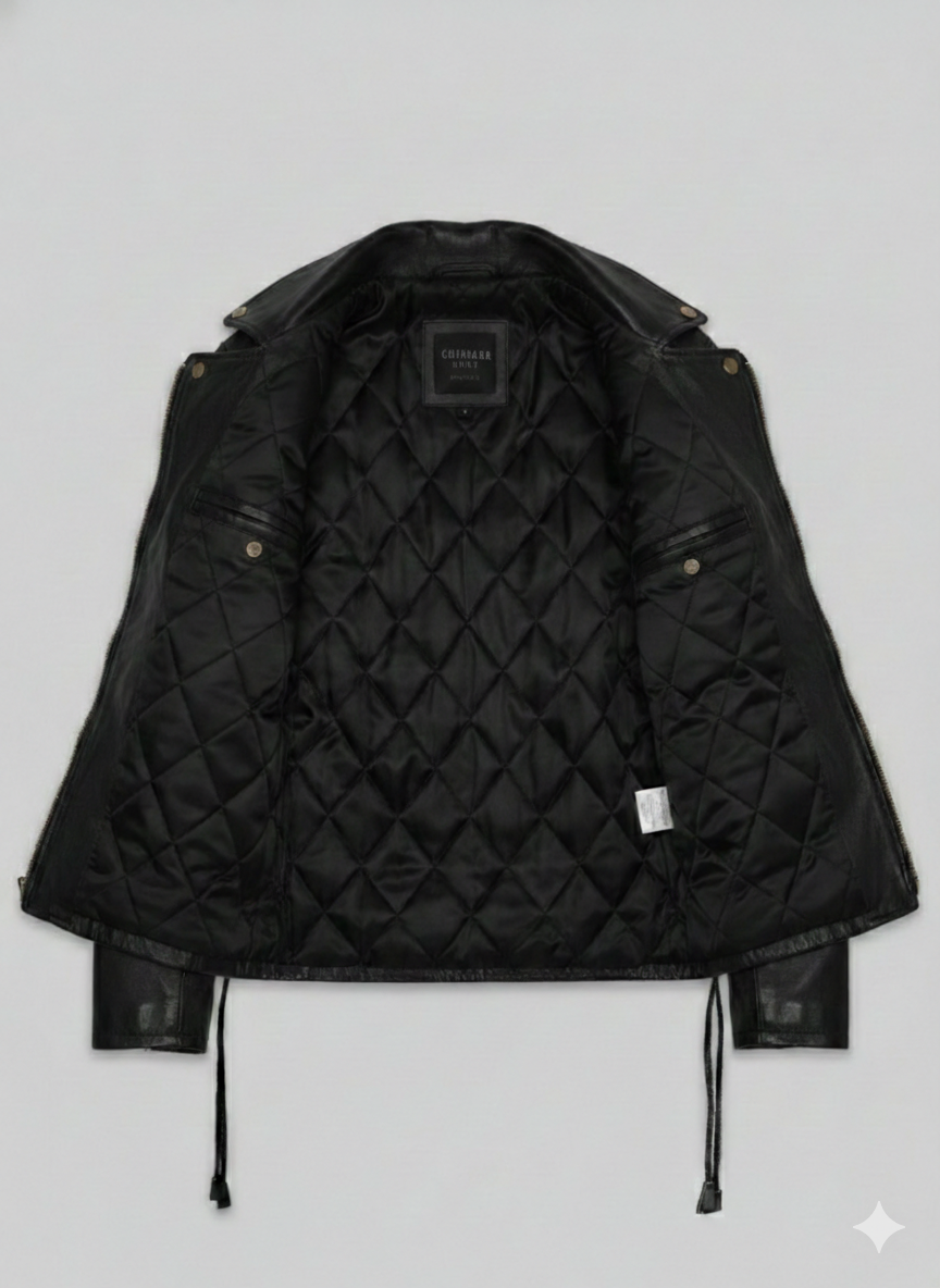 Terminator 2 Black Leather Jacket Arnold Schwarzenegger Style