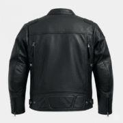 Harley Davidson Black Cafe Racer Leather Jacket for Men