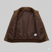 Avirex Brown Leather Bomber Jacket with American Flag Patch