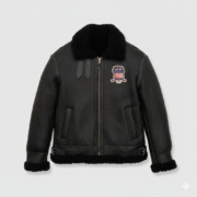 Avirex Men Black B3 Bomber Aviator Jacket with Shearling