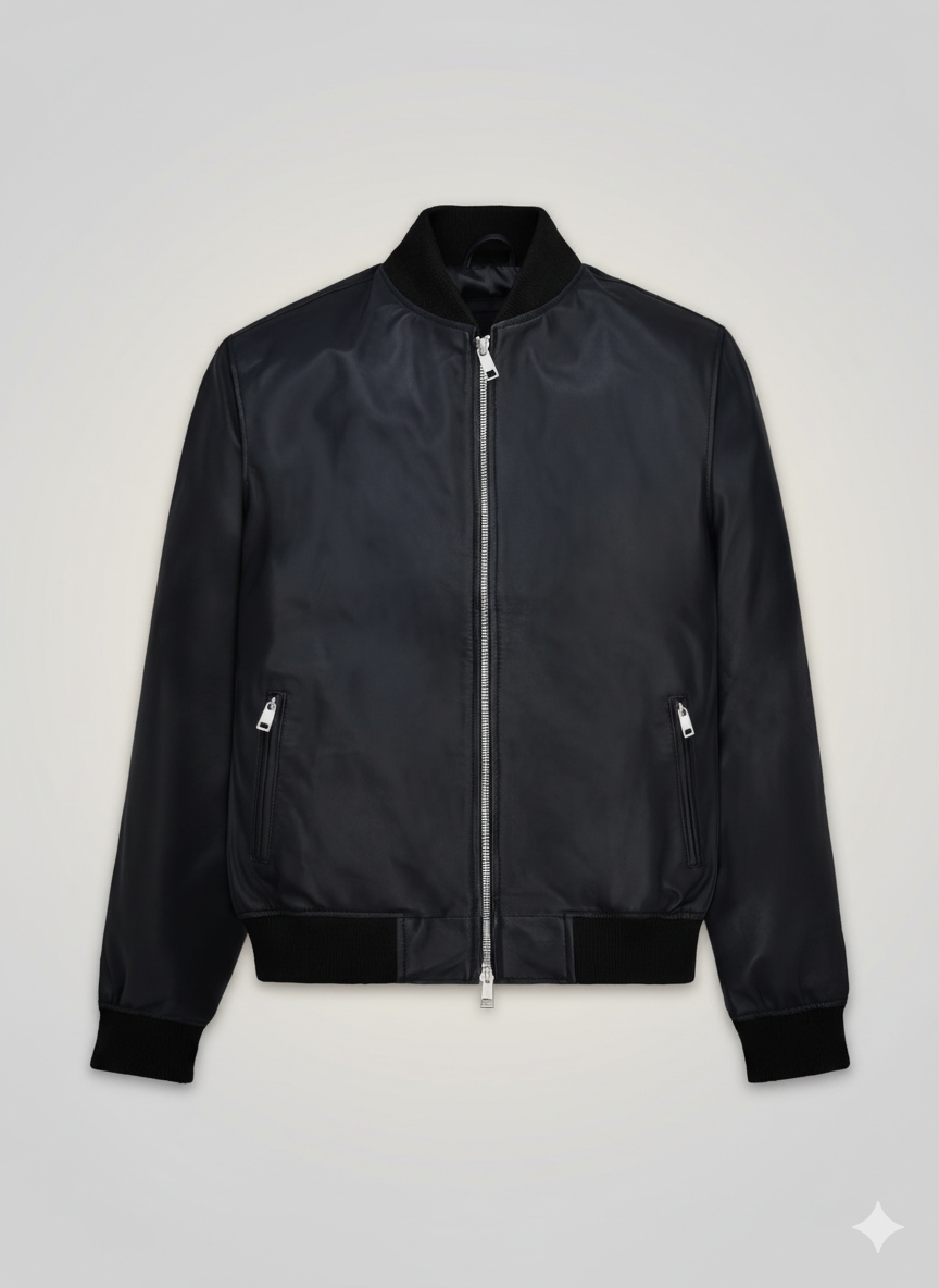 Ryan Reynolds Leather Jacket Premium Black Bomber Biker Style