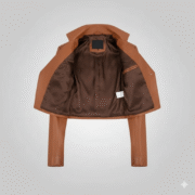 Cropped Brown Leather Jacket for Women Designer Outerwear