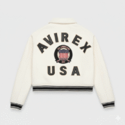 Avirex White Leather Jacket Women Bomber Style