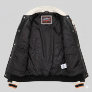 Avirex Leather Varsity Jacket White Orange Black Retro Outerwear