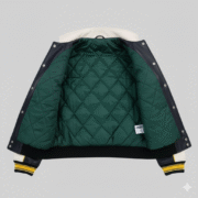 Avirex Mens Leather Varsity Jacket Navy Blue White Bomber Coat