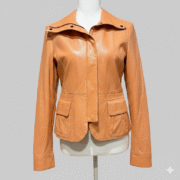 Women’s Tan Leather Slim Fit Fashion Jacket for Everyday Wear