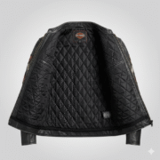 Harley Davidson Black Leather Biker Jacket with Racing Patches