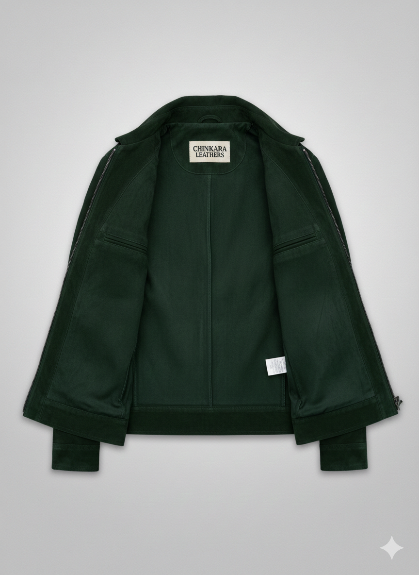 Dark Green Suede Jacket KJ Apa Riverdale Inspired Slim Fit