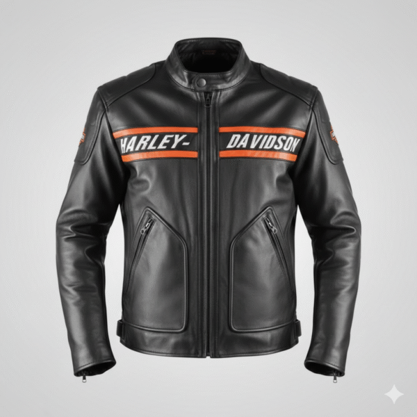 Black Harley Davidson Leather Motorcycle Jacket Men