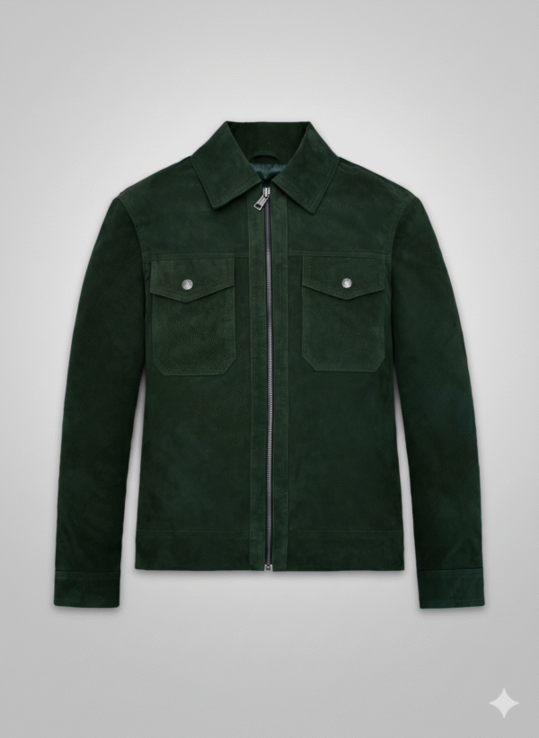 Dark Green Suede Jacket KJ Apa Riverdale Inspired Slim Fit