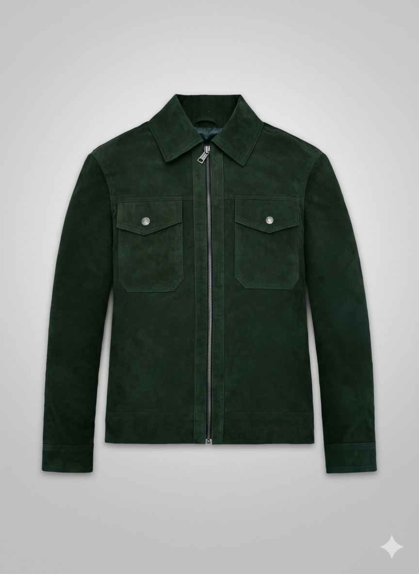 Dark Green Suede Jacket KJ Apa Riverdale Inspired Slim Fit