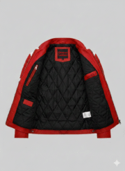 Fight Club Leather Jacket Tyler Durden Red Genuine Leather Biker