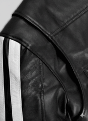 Robert Pattinson Leather Jacket Men Black Racer Style Chinkara