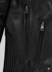 Robert Pattinson Leather Jacket Men Black Racer Style Chinkara