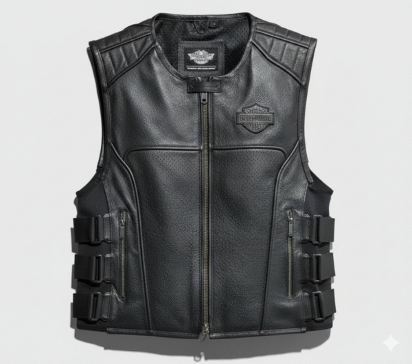 Motorcycle Leather Tactical Vest Men Armor Sleeveless Jacket